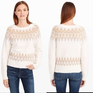 Club Monaco Tumblinah Fair Isle Sweater Crewneck Natural Size Small Chunky Knit
